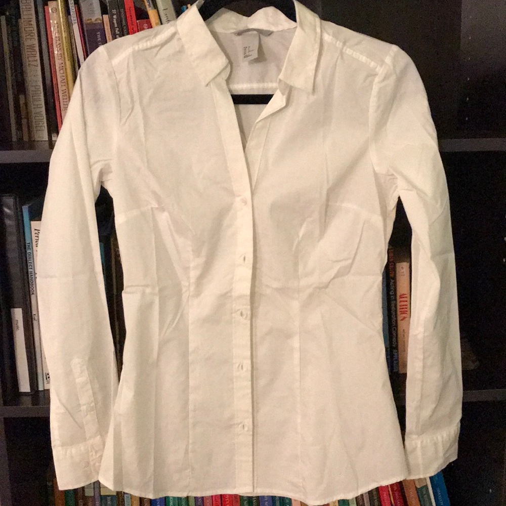 H&M white cotton dress button down